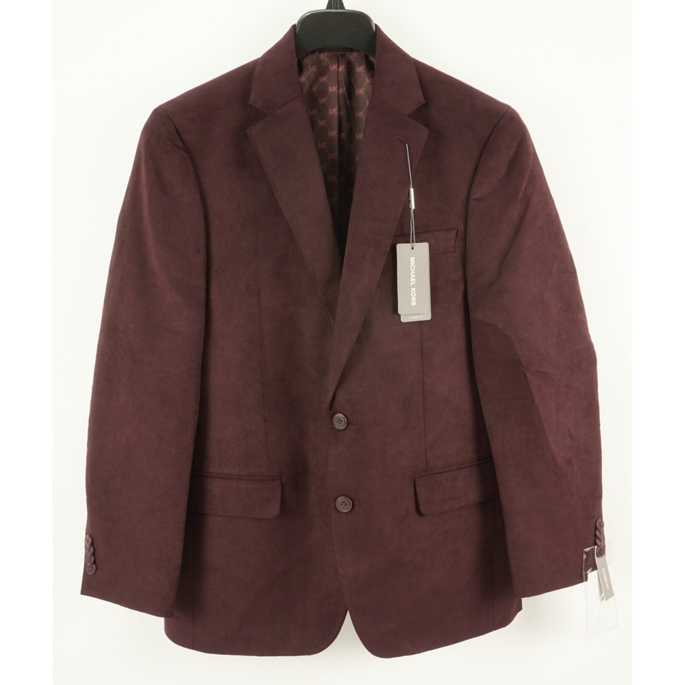 New Michael Kors Men's 38R Classic Fit Burgundy Mulberry Faux Suede Sport Coat